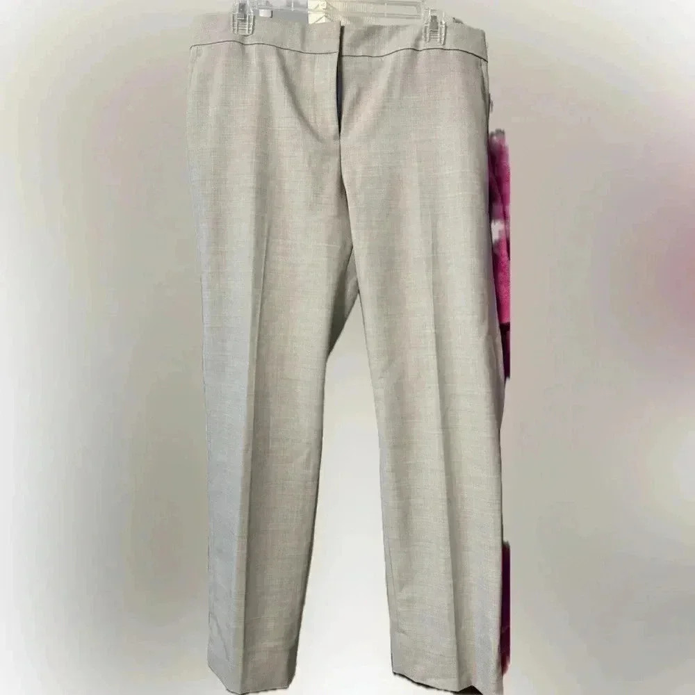 Ann Taylor Women Straight Leg Pants Devin Fit Slash Pockets Beige Size 10
